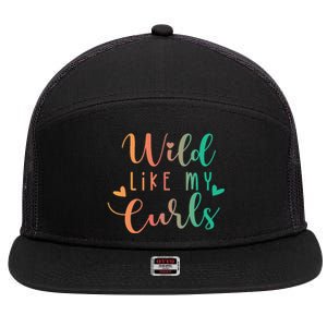 Wild Like My Curls Funny Curly Hair Le Tie Dye 7 Panel Mesh Trucker Snapback Hat