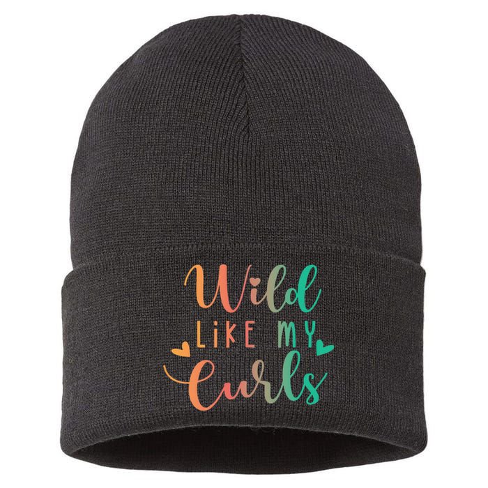 Wild Like My Curls Funny Curly Hair Le Tie Dye Sustainable Knit Beanie