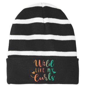 Wild Like My Curls Funny Curly Hair Le Tie Dye Striped Beanie with Solid Band