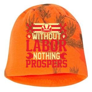 Without Labor Nothing Prospers Gift Labor Day Kati - Camo Knit Beanie