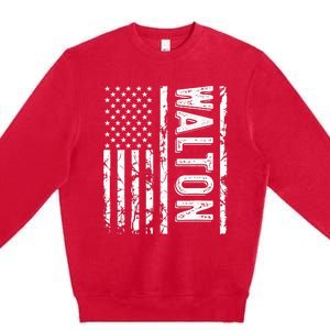 Walton Last Name Funny Surname Team Walton Family Reunion Premium Crewneck Sweatshirt