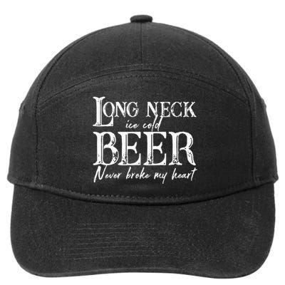 Womens Long Neck Ice Cold Beer Never Broke My Heart 7-Panel Snapback Hat