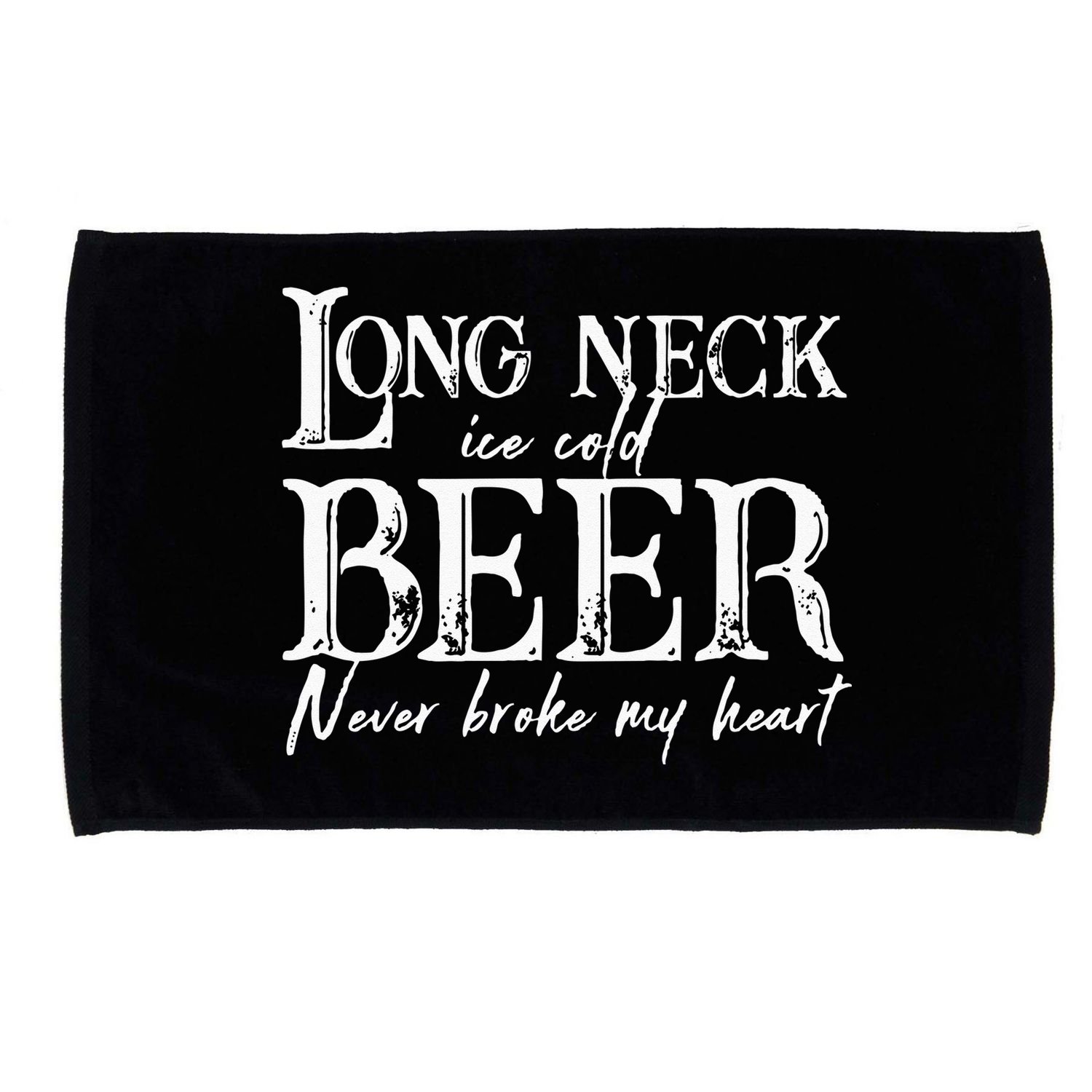 Womens Long Neck Ice Cold Beer Never Broke My Heart Microfiber Hand Towel