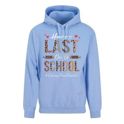 Womens Library Para Educator Happy Last Day Of School Funny Leopard Unisex Surf Hoodie