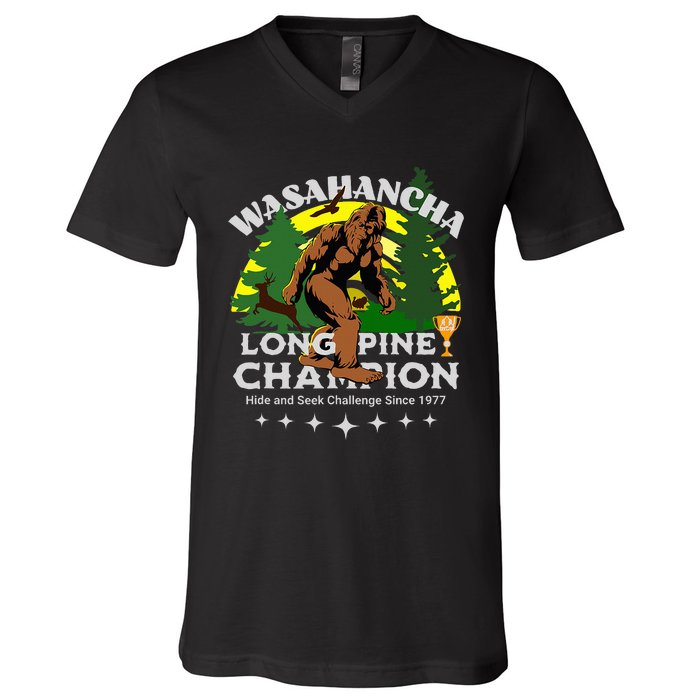 WASAHANCHA LONG PINE BIGFOOT CHAMPION Family Design V-Neck T-Shirt