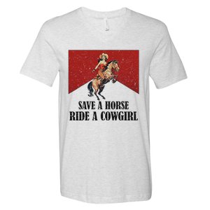 Western Lesbian Pride Save A Horse Ride A Cowgirl V-Neck T-Shirt