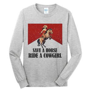 Western Lesbian Pride Save A Horse Ride A Cowgirl Tall Long Sleeve T-Shirt