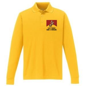 Western Lesbian Pride Save A Horse Ride A Cowgirl Performance Long Sleeve Polo