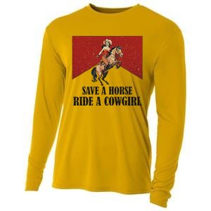 Western Lesbian Pride Save A Horse Ride A Cowgirl Cooling Performance Long Sleeve Crew