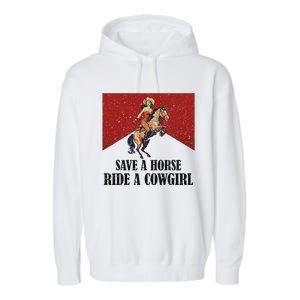 Western Lesbian Pride Save A Horse Ride A Cowgirl Garment-Dyed Fleece Hoodie