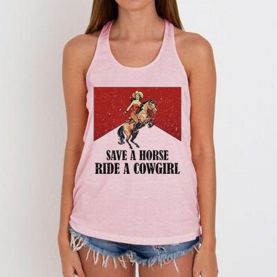 Western Lesbian Pride Save A Horse Ride A Cowgirl Women's Knotted Racerback Tank