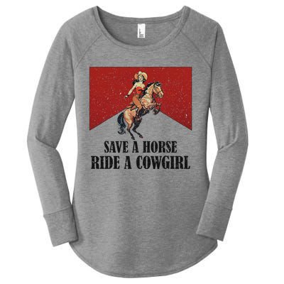 Western Lesbian Pride Save A Horse Ride A Cowgirl Women's Perfect Tri Tunic Long Sleeve Shirt