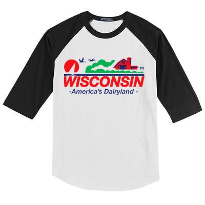 Wisconsin License Plate Americas Dairyland Kids Colorblock Raglan Jersey