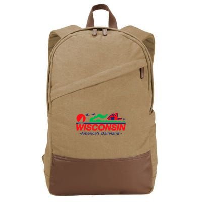 Wisconsin License Plate Americas Dairyland Cotton Canvas Backpack