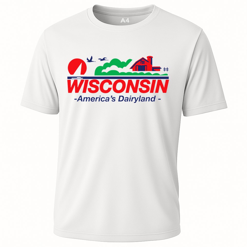 Wisconsin License Plate Americas Dairyland Cooling Performance Crew T-Shirt
