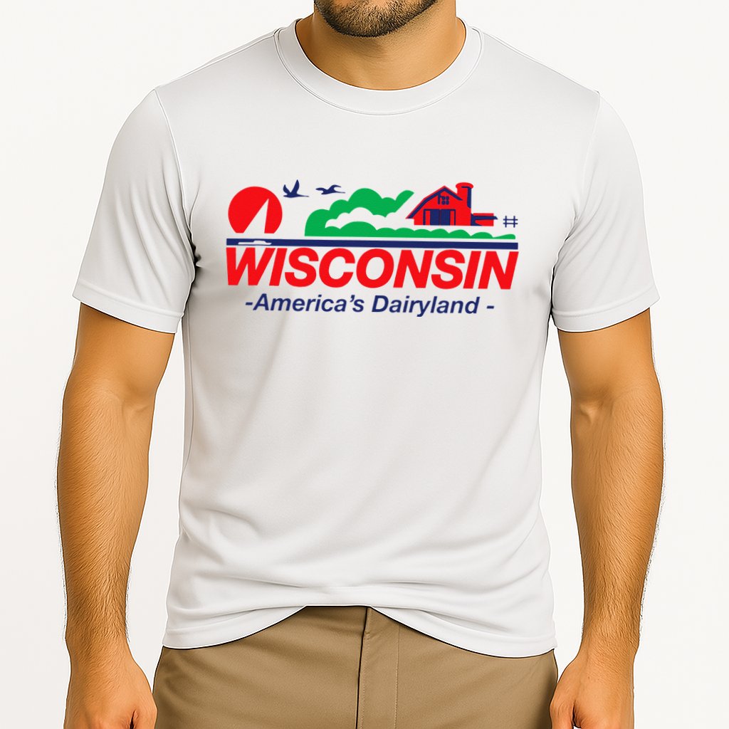 Wisconsin License Plate Americas Dairyland Cooling Performance Crew T-Shirt