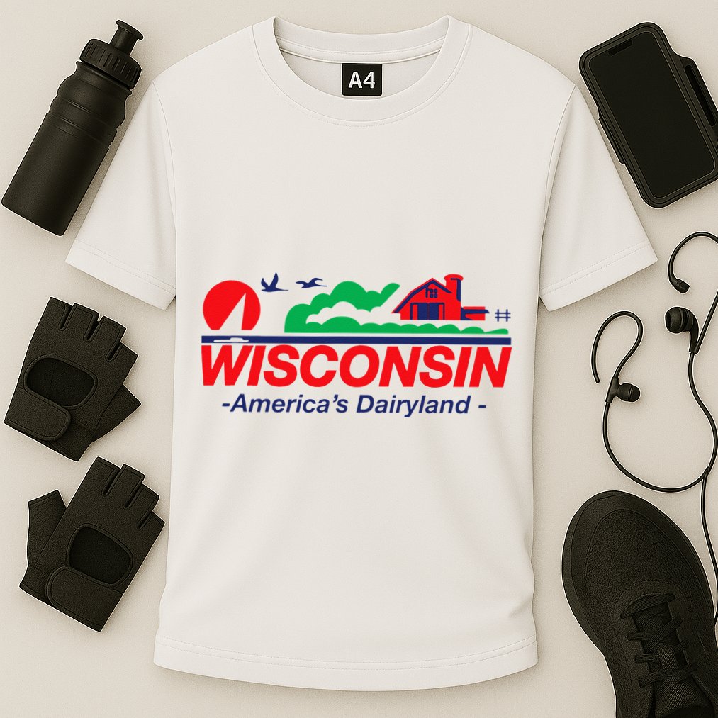 Wisconsin License Plate Americas Dairyland Cooling Performance Crew T-Shirt