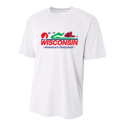 Wisconsin License Plate Americas Dairyland Youth Performance Sprint T-Shirt