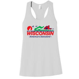 Wisconsin License Plate Americas Dairyland Women's Racerback Tank