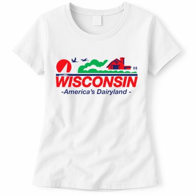 Wisconsin License Plate Americas Dairyland Womens T-Shirt
