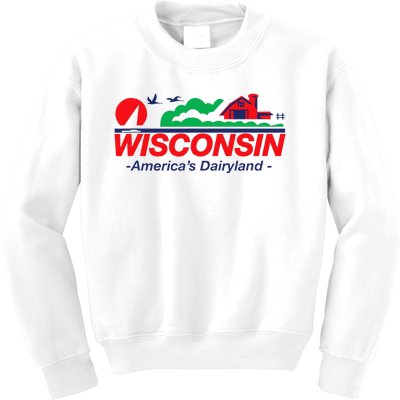 Wisconsin License Plate Americas Dairyland Kids Sweatshirt