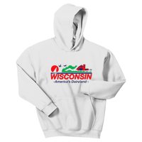 Wisconsin License Plate Americas Dairyland Kids Hoodie