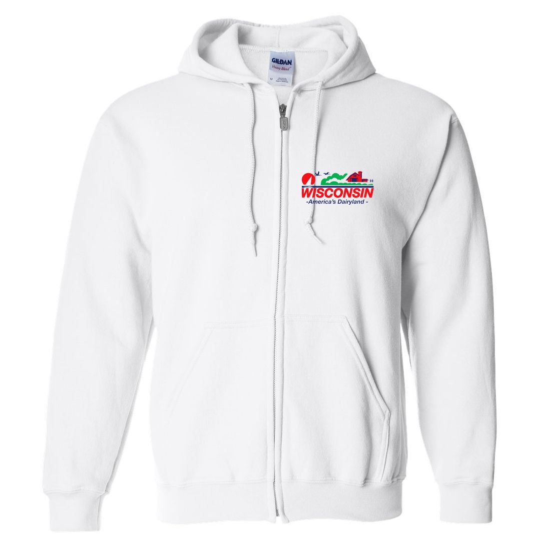 Wisconsin License Plate Americas Dairyland Full Zip Hoodie