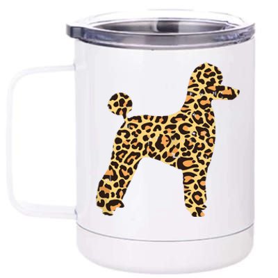 Womens Leopard Print Poodle Pet Dog Owner Lover Girls Women Gift 12 oz Stainless Steel Tumbler Cup