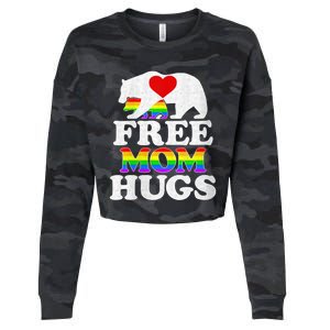 Wo Lgbtq Pride Mama Bear Free Mom Hugs Pride Gift Cropped Pullover Crew