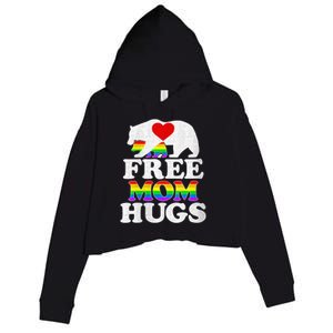 Wo Lgbtq Pride Mama Bear Free Mom Hugs Pride Gift Crop Fleece Hoodie