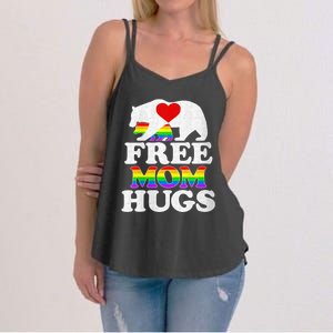 Wo Lgbtq Pride Mama Bear Free Mom Hugs Pride Gift Women's Strappy Tank