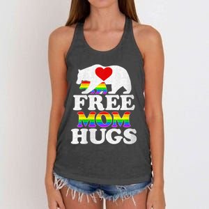 Wo Lgbtq Pride Mama Bear Free Mom Hugs Pride Gift Women's Knotted Racerback Tank