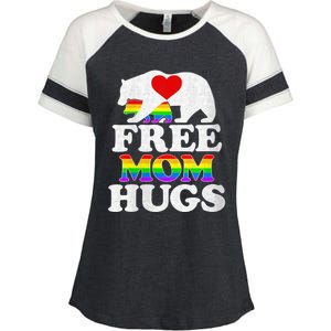 Wo Lgbtq Pride Mama Bear Free Mom Hugs Pride Gift Enza Ladies Jersey Colorblock Tee