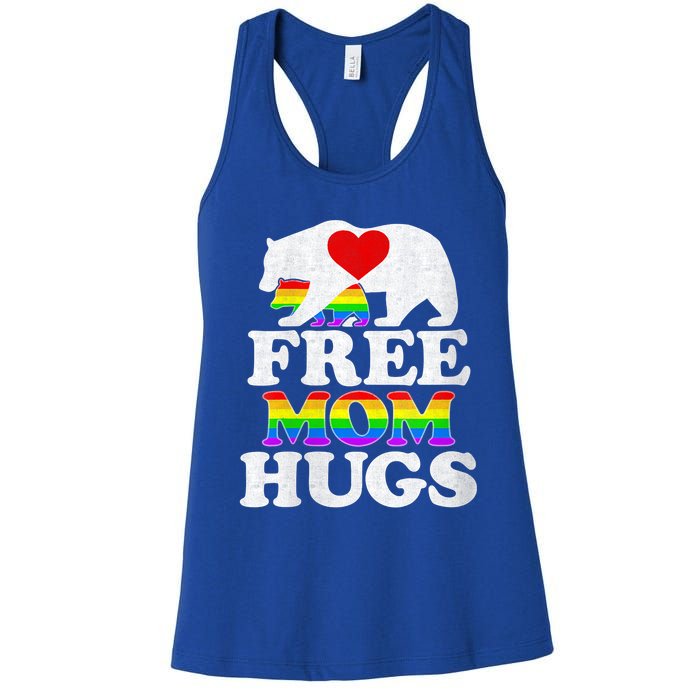 Wo Lgbtq Pride Mama Bear Free Mom Hugs Pride Gift Women's Racerback Tank