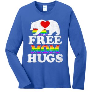 Wo Lgbtq Pride Mama Bear Free Mom Hugs Pride Gift Ladies Long Sleeve Shirt