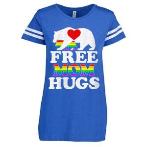 Wo Lgbtq Pride Mama Bear Free Mom Hugs Pride Gift Enza Ladies Jersey Football T-Shirt