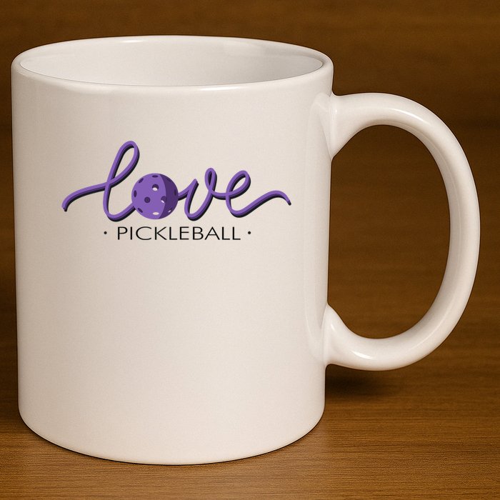 Wo Love Pickleball Pickleball 11oz C Handle Ceramic Mug