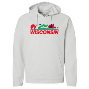 Wisconsin License Plate Performance Fleece Hoodie