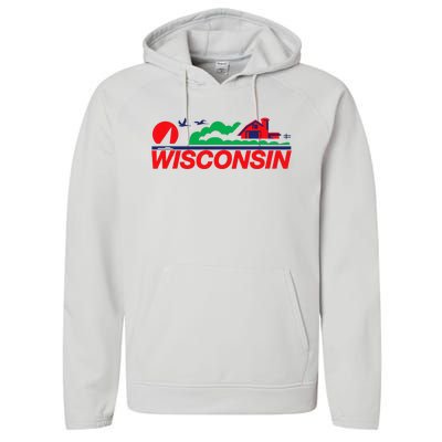 Wisconsin License Plate Performance Fleece Hoodie