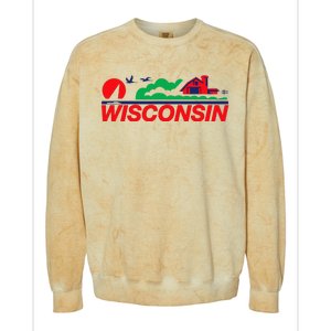 Wisconsin License Plate Colorblast Crewneck Sweatshirt