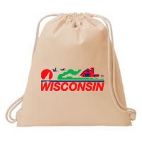 Wisconsin License Plate Drawstring Bag
