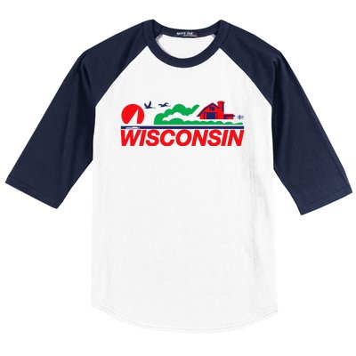 Wisconsin License Plate Baseball Sleeve Shirt