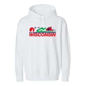 Wisconsin License Plate Garment-Dyed Fleece Hoodie