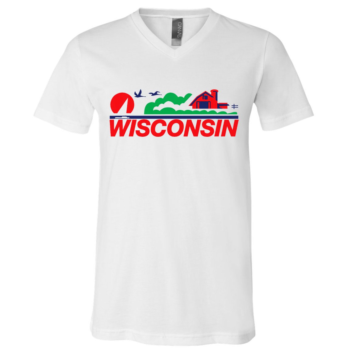 Wisconsin License Plate V-Neck T-Shirt