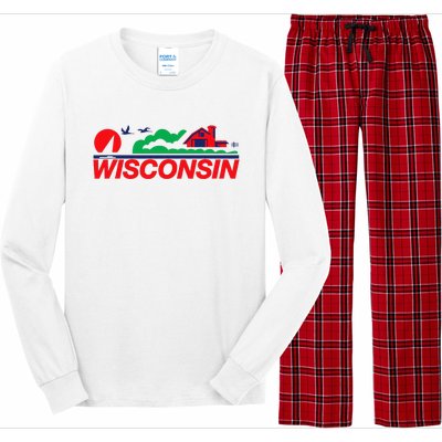 Wisconsin License Plate Long Sleeve Pajama Set