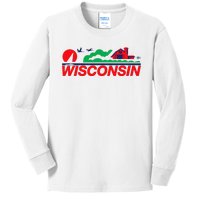 Wisconsin License Plate Kids Long Sleeve Shirt