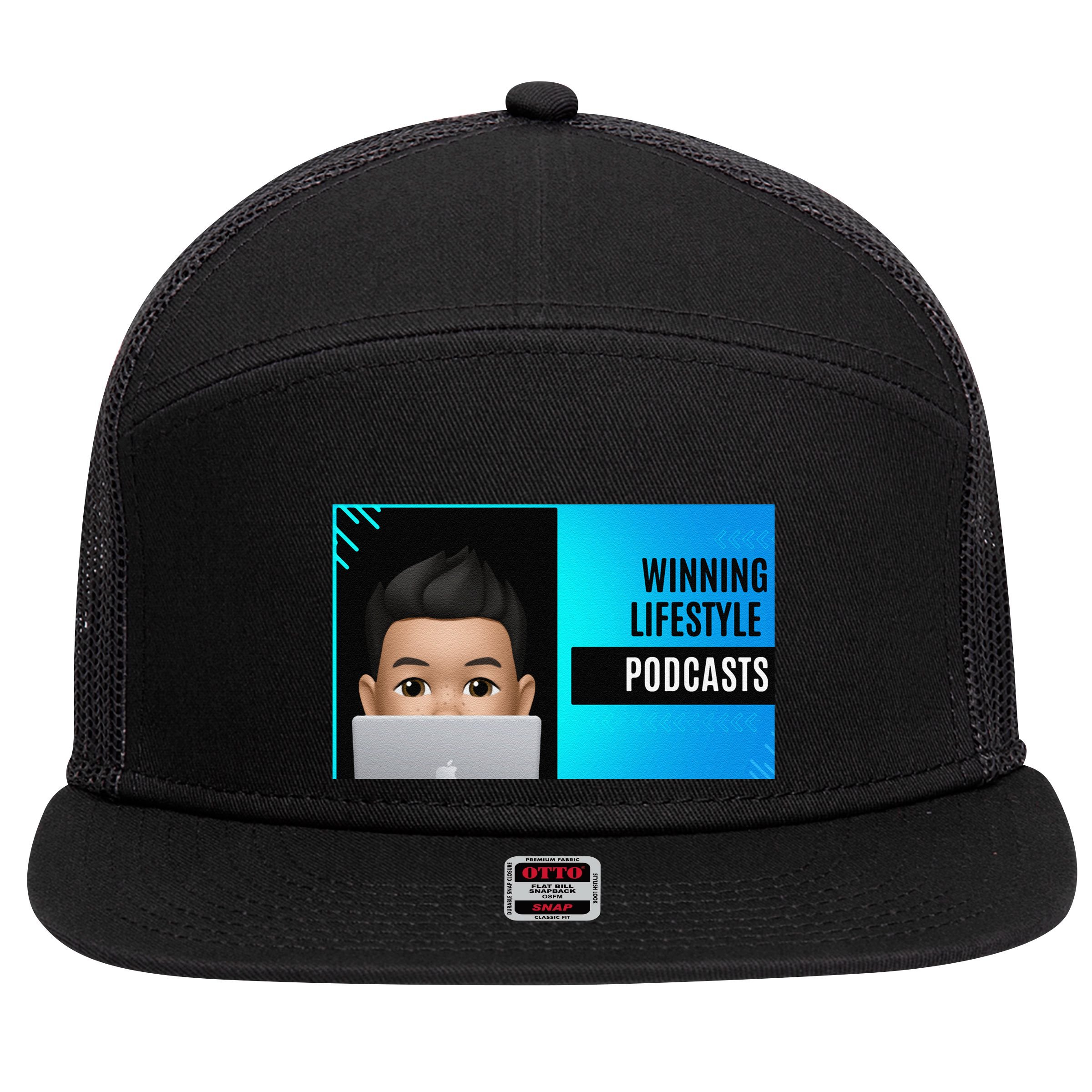 Winning Lifestyle Podcasts Sweat 7 Panel Mesh Trucker Snapback Hat