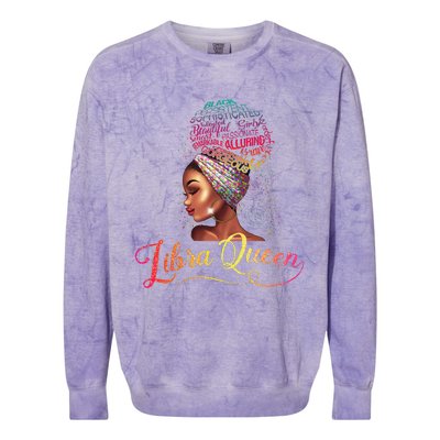 Wo Libra Queen Afro Wo September October Melanin Birthday Colorblast Crewneck Sweatshirt