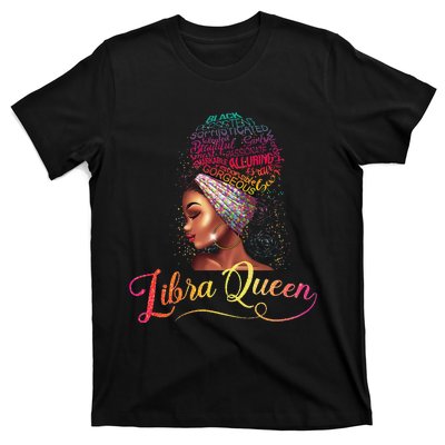 Wo Libra Queen Afro Wo September October Melanin Birthday T-Shirt