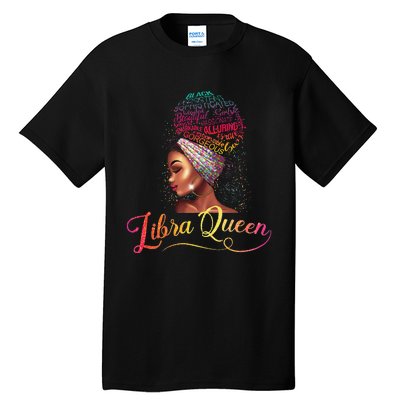 Wo Libra Queen Afro Wo September October Melanin Birthday Tall T-Shirt